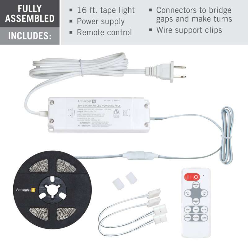 Ensemble de bande lumineuse à DEL blanche réglable RibbonFlex Home 24V