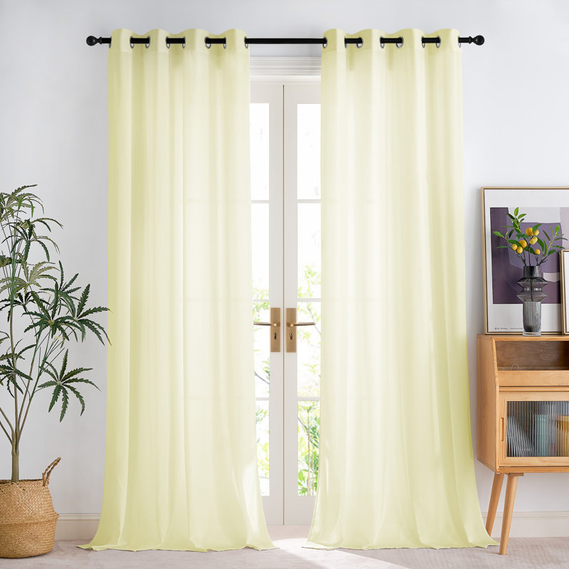 Non-See-Through Privacy Sheer Curtains 2 Panels, 52" Wide Grommet Window Curtains Drapes for Living Room Bedroom- Home Decoration Light Filtering Elegant Window Drapes