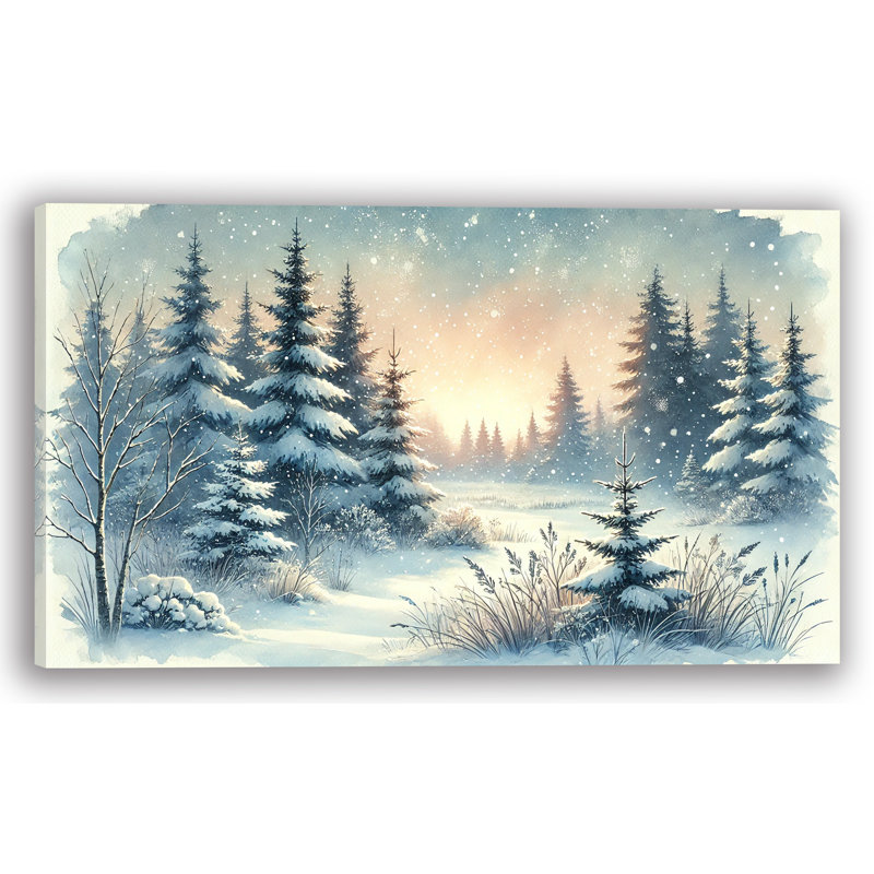 Winter's Whisper: Dawn Snowscape Canvas Print, 24" H x 24" W