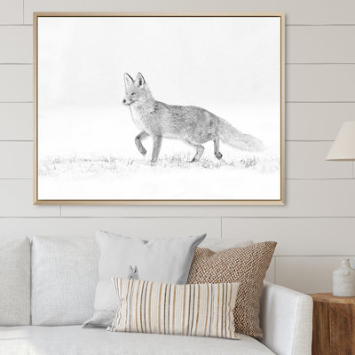 Black And White Fox Sketch In Winter " Black And White Fox Sketch In Winter "