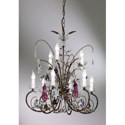 Lustre classique / traditionnel à 9 lumières de style bougie avec accents en fer forgé