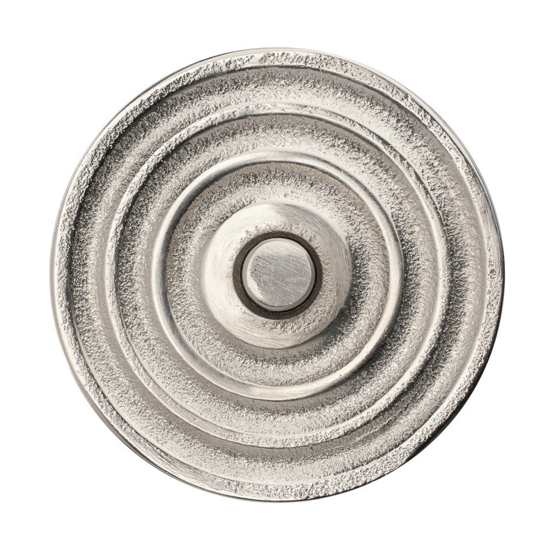 Antique Nickel Textured Round Aluminum Coaster Set with Felted Base and Stand (Set of 4)