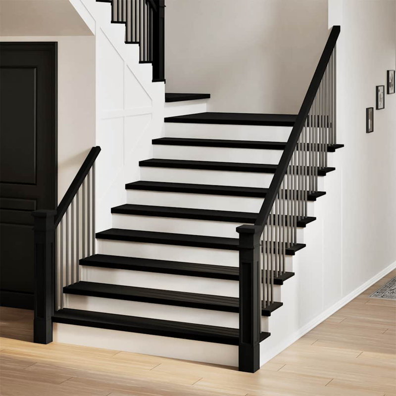 Tapis d'escalier en bois de chêne massif 0,8 po, Rectangle 9,8 po x 3 pi 7 po, Brun, 8 pièces incluses