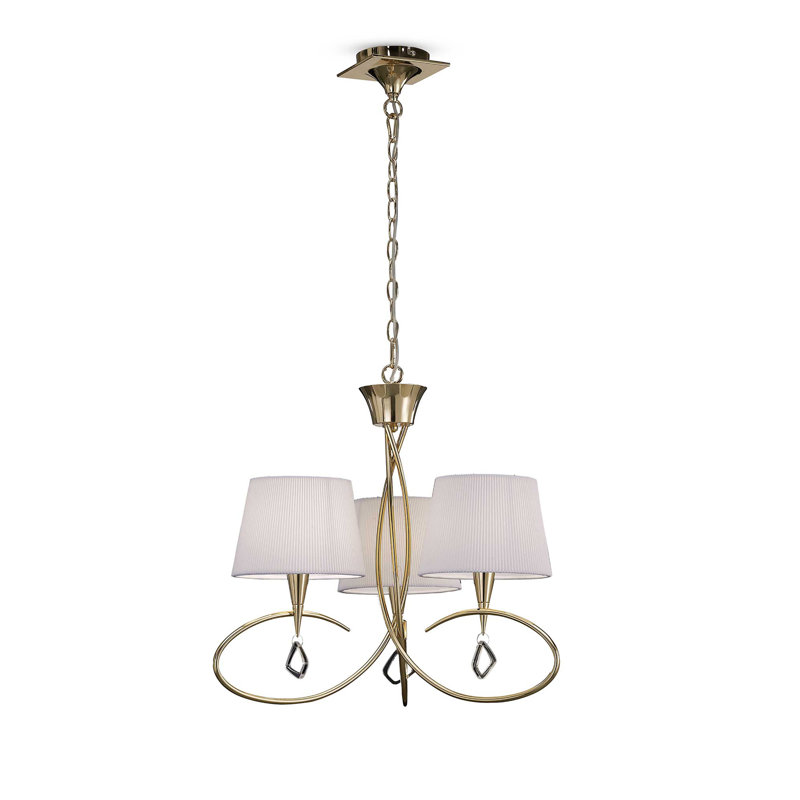 Eurich 3 - Light Shaded Chandelier, French Gold/White