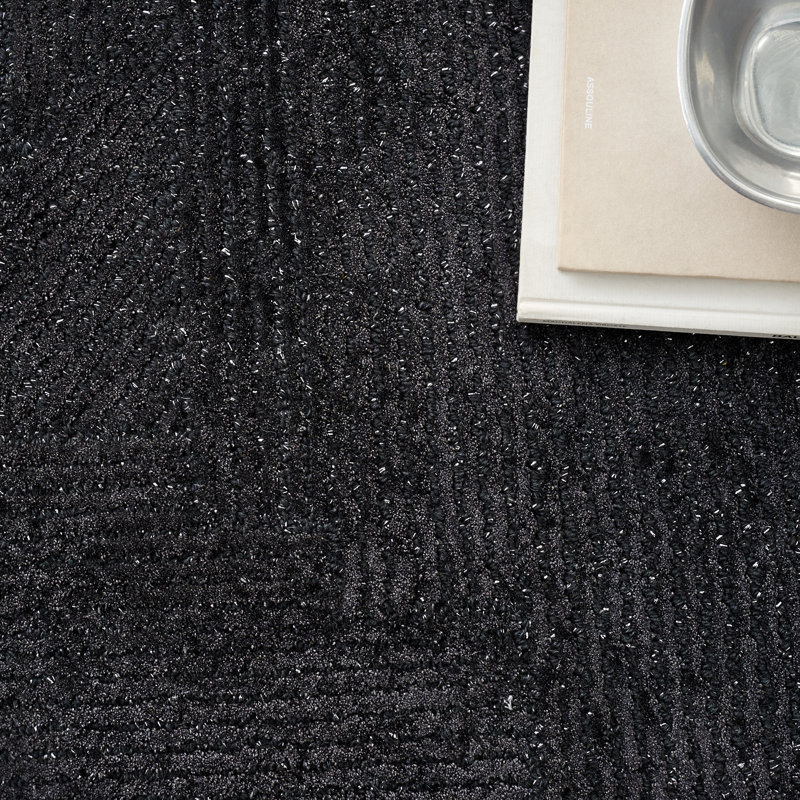 Castone Geometric Area Rug in Black, Rectangle 5'3" x 7'3"