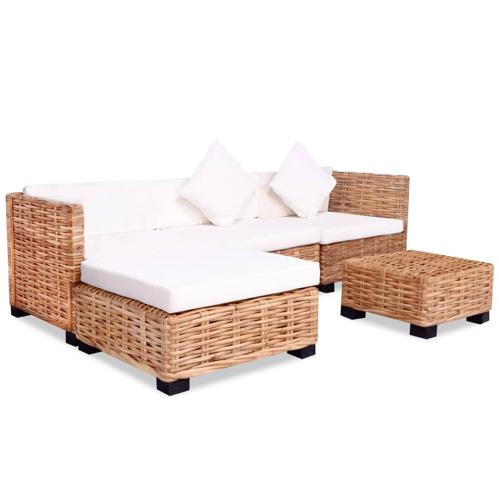 4-Sitzer Lounge-Set Moultrie aus Rattan mit Polster