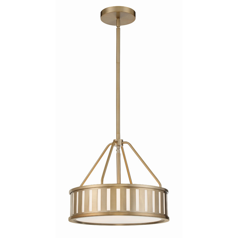 Luminaire suspendu cylindrique 3 lumières Dittman, Doré