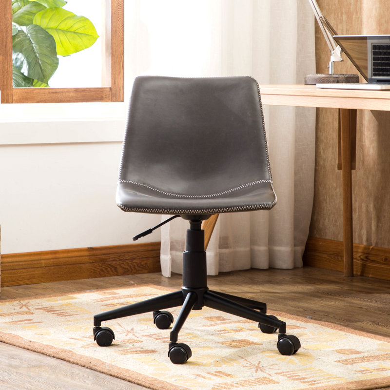 Antique Gray Faux Leather 360 Swivel Air Lift Office Chair, Gray