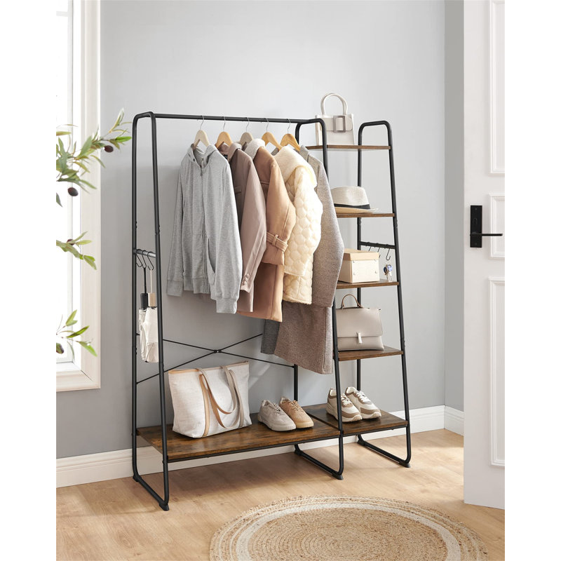 Annastassia 120cm Clothing Rack, Vintage Brown/Black