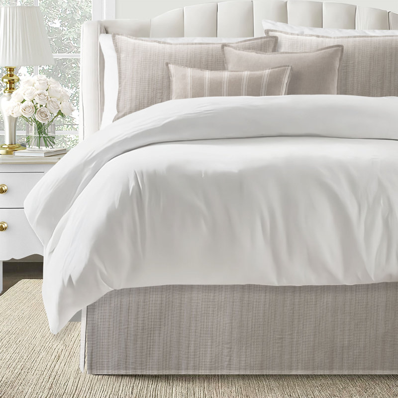 Natural Melange Twin Cotton Linen Split Corner Bed Skirt