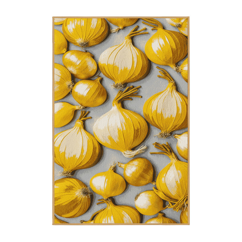  Tapis jaune lavable avec légumes et oignon, Rectangulaire 2 pi x 3 pi