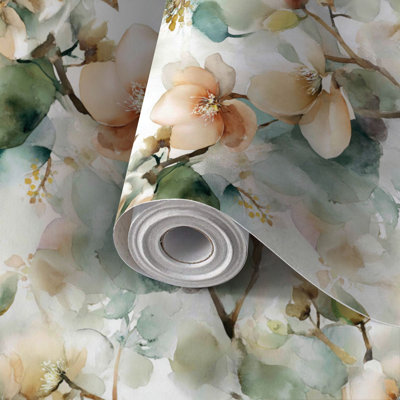 Papier peint auto-adhésif Peler and Stick Elegant Orchid Blossom, aquarelle, textile botanique sans soudure, adhésif et amovible, 24 po x 118 po (60 x 300 cm)