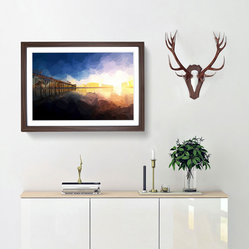 Pier in San Diego - Rectangle Print on MDF, 27cm H x 36cm W x 2cm D, Walnut Framed