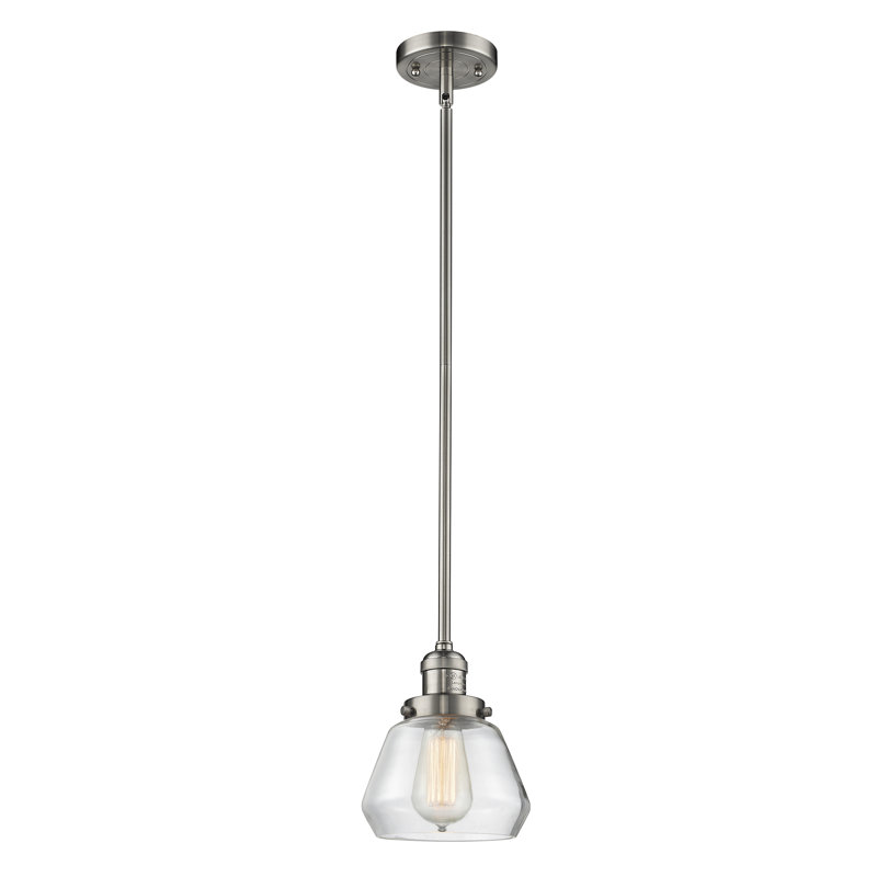 Luminaire suspendu en forme de dôme à 1 lumière Chill, Nickel satiné brossé, Transparent, 9 po x 7 po x 7 po