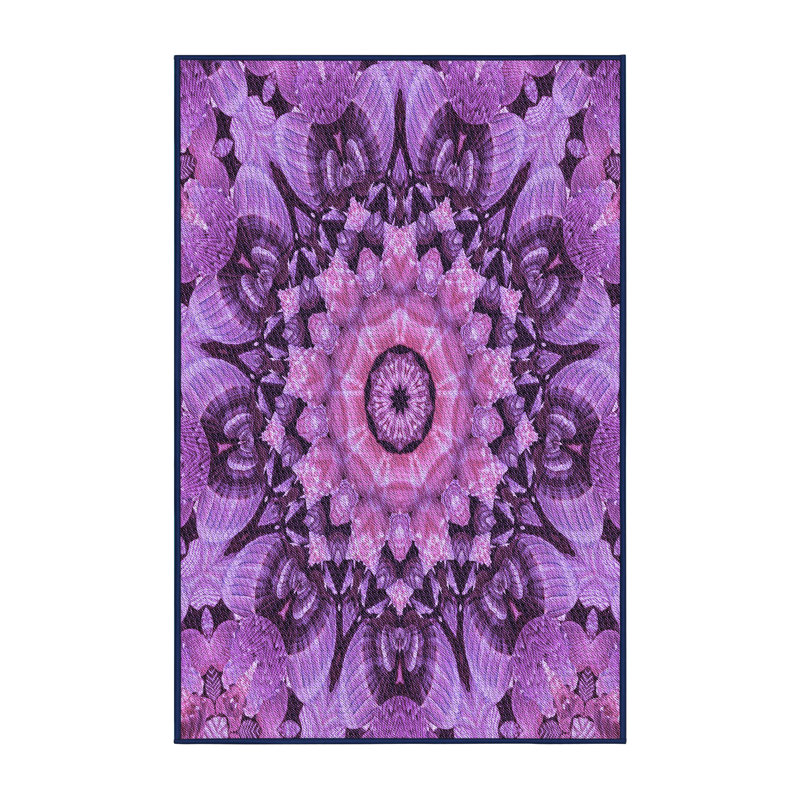 Tapis floral en laine mauve, Rectangle 6 pi x 9 pi