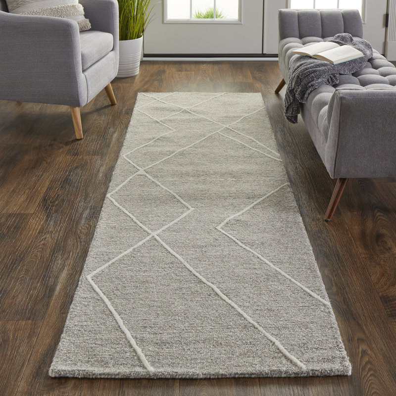 Thom Filicia Wool Abstract Area Rug in Gray, Runner 2'6" x 8'