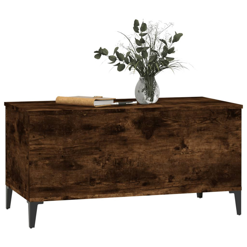 Amyna Lift Top Four Leg Coffee Table with Storage, smoked oak