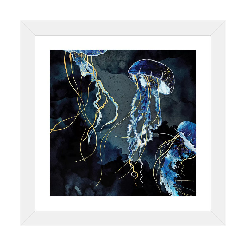 Metallic Ocean III - Imprimé, H 24 po x l 24 po x p 1 po, Encadré par un papier blanc, Blanc