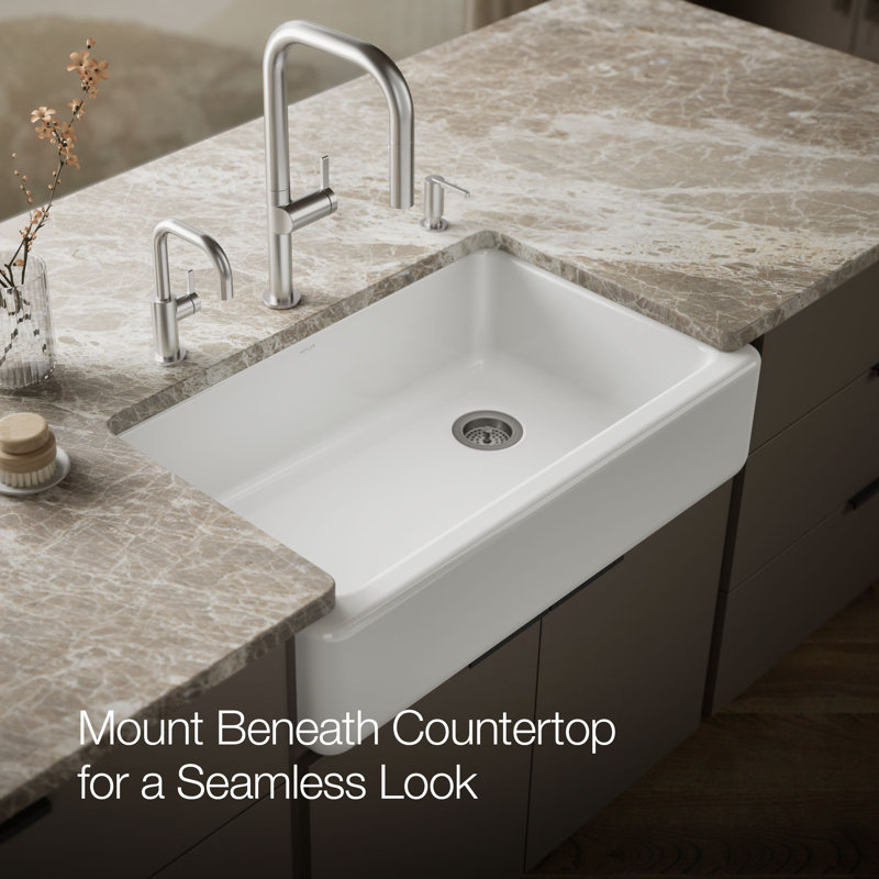 Whitehaven® Self-Trimming 36" L x 22" W Farmhouse Kitchen Sink, White