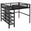 Lit mezzanine double en métal avec tablettes à 4 niveaux et rangement-1595215651