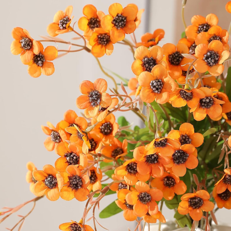 12 pièces fleurs artificielles fleurs artificielles en soie artificielle, Orange