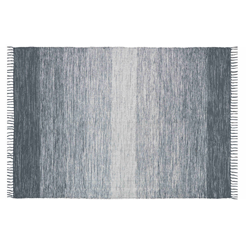 Tapis bleu en coton tissé à plat à la main Arterburn, Rectangle de 5 pi x 7 pi