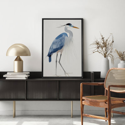 Crane Heron Bird " Watercolor Pastel Blue Heron Bird Side Profile Animals Modern Art "
