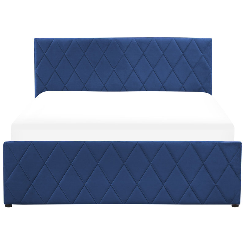 Skien Upholstered Bed, European Double (140 x 200cm), Blue