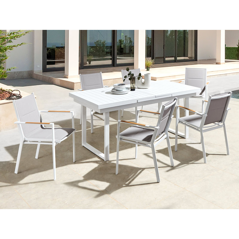 Nazeef 6 - Person Patio Dining Set with Extendable Rectangular Table, Grey