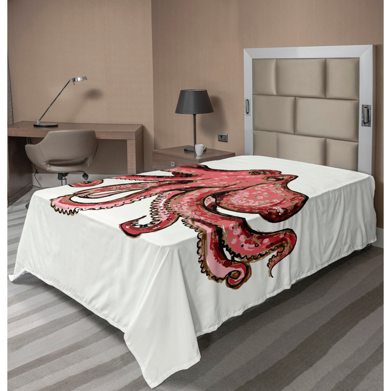 Drap de dessus de pieuvre Ambesonne, Drap plat pour lit simple
