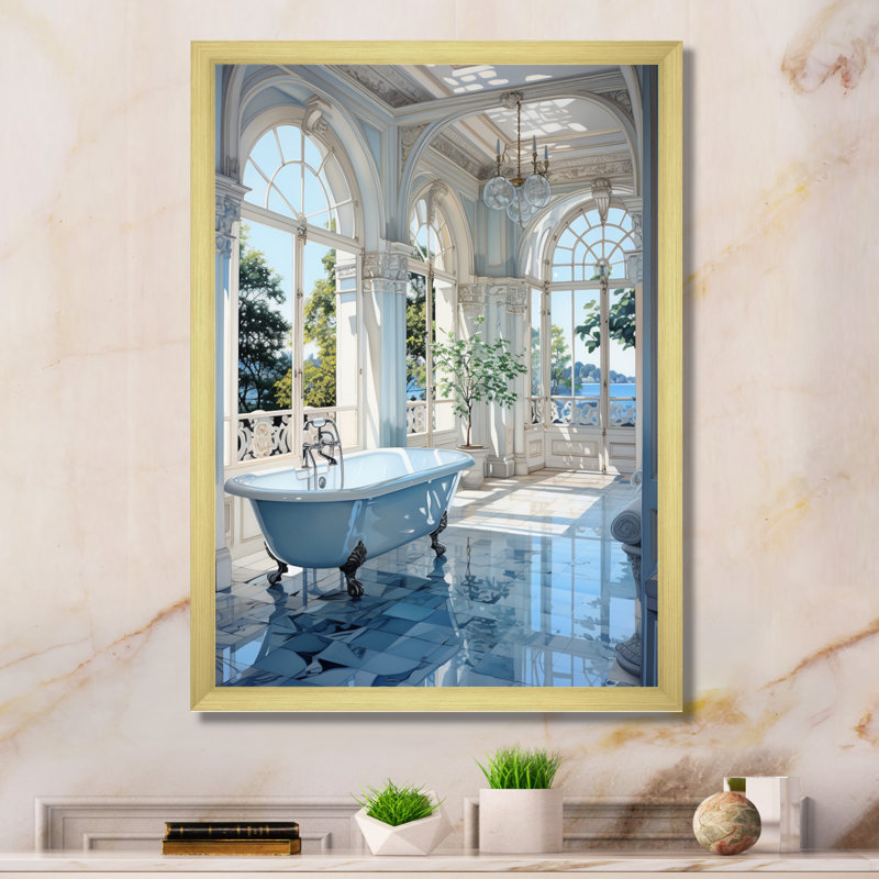 Bathroom Tranquil Reflections II Framed On Canvas Print, Gold Single Picture Framed, 20" H x 12" W x 1" D