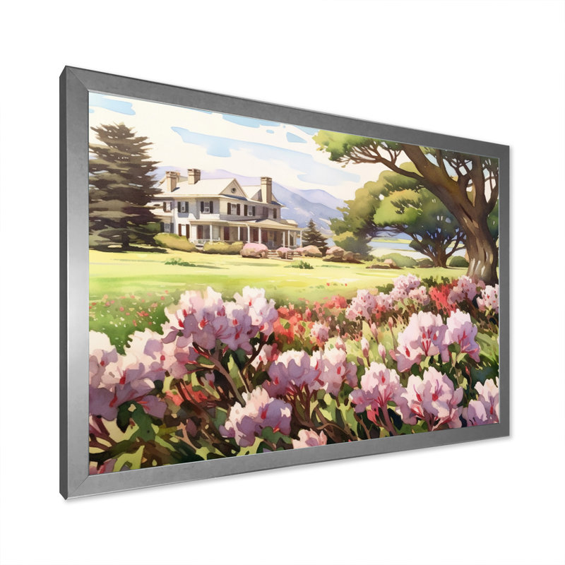 Rhododendron «Blooms at Farm IV» sur toile, H 30 po x l 40 po x P 1,5 po, Cadre photo argenté