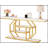 70.9 Inch Extra Long Console Table With 4-Tier Storage, Modern Gold Faux Marble Accent Table For Living Room And Hallway