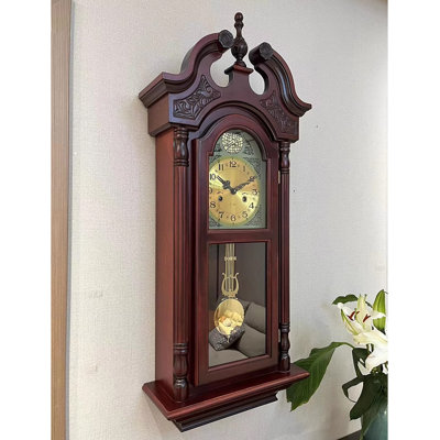 38.58" Reddish Brown Solid Wood Free Form Wall Clocks