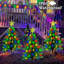 Ensemble de 2 décorations de Noël pour sapin de Noël d'extérieur, 8 lumières de sapin de Noël solaires avec 100 lumières DEL de Noël pour l'extérieur