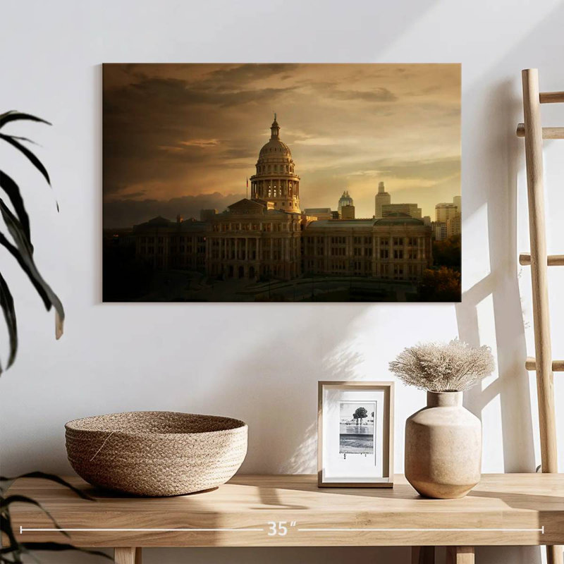 Coucher de soleil au Texas State Capitol, H 16 po x l 24 po