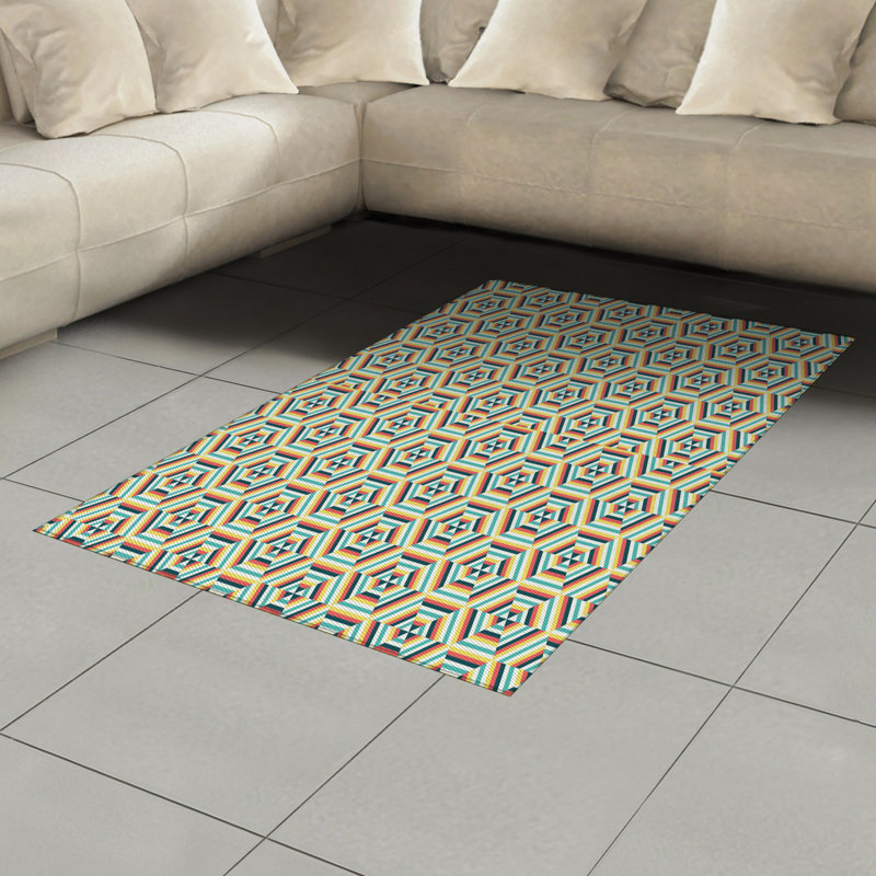Geometric Indoor Rug, Rectangle 4' x 5'8"
