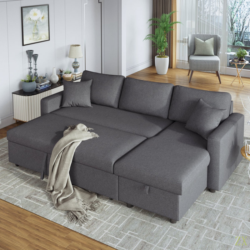 Canapé-lit modulaire avec rangement 87,44 po et 2 coussins décoratifs