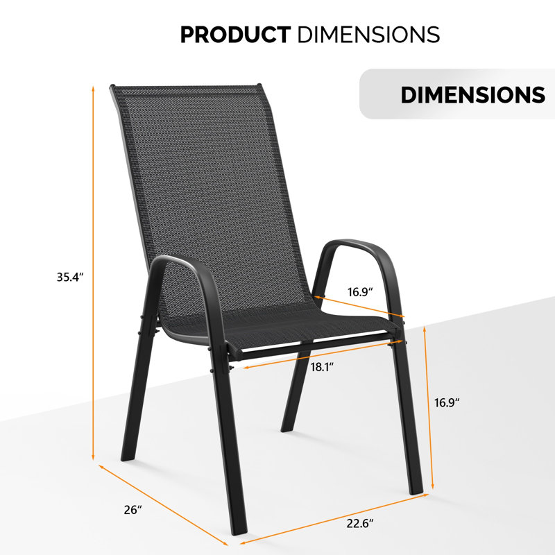 Outdoor Stackable Dining Chairs(Set Of 2), Black