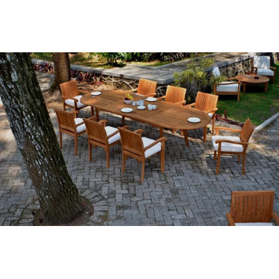 Ensemble repas 9 pièces teck luxueux Teddy