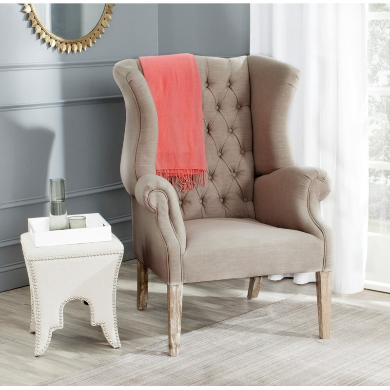 Fauteuil à oreilles Bradon, Taupe intense