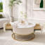 Table basse ronde moderne avec tiroirs et revêtement en faux marbre