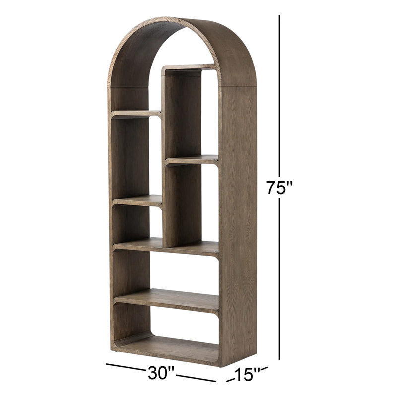 Risa Geometric Bookcase, Rustic Gray