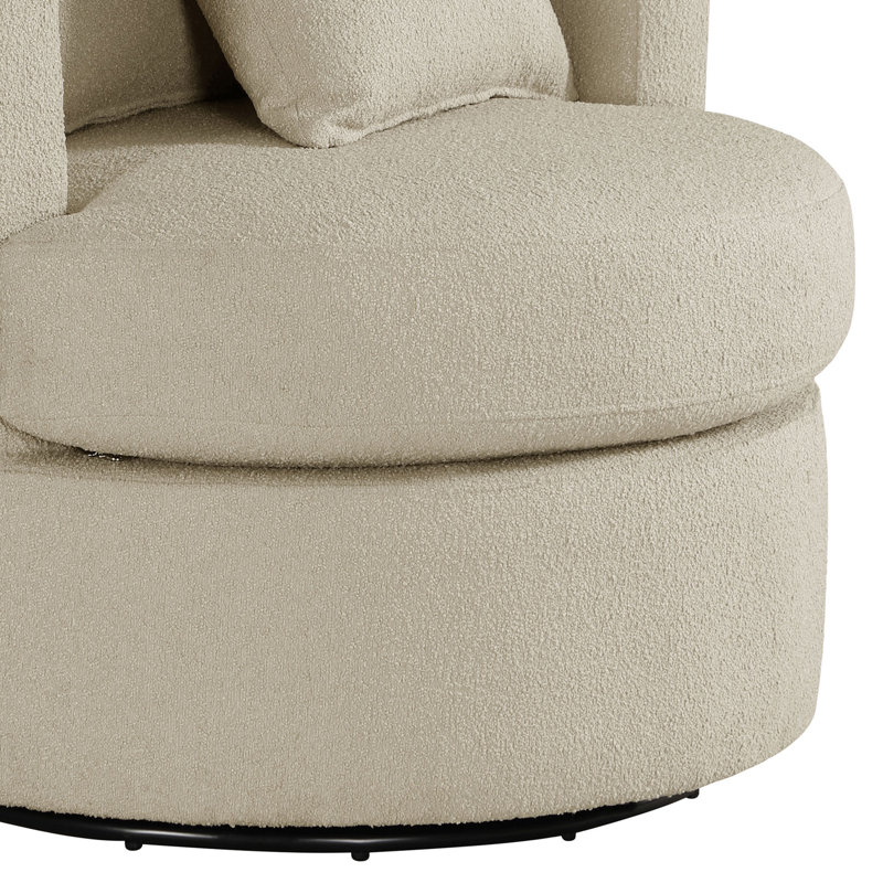Fauteuil d'appoint pivotant rembourré Malwae, Tissu chameau