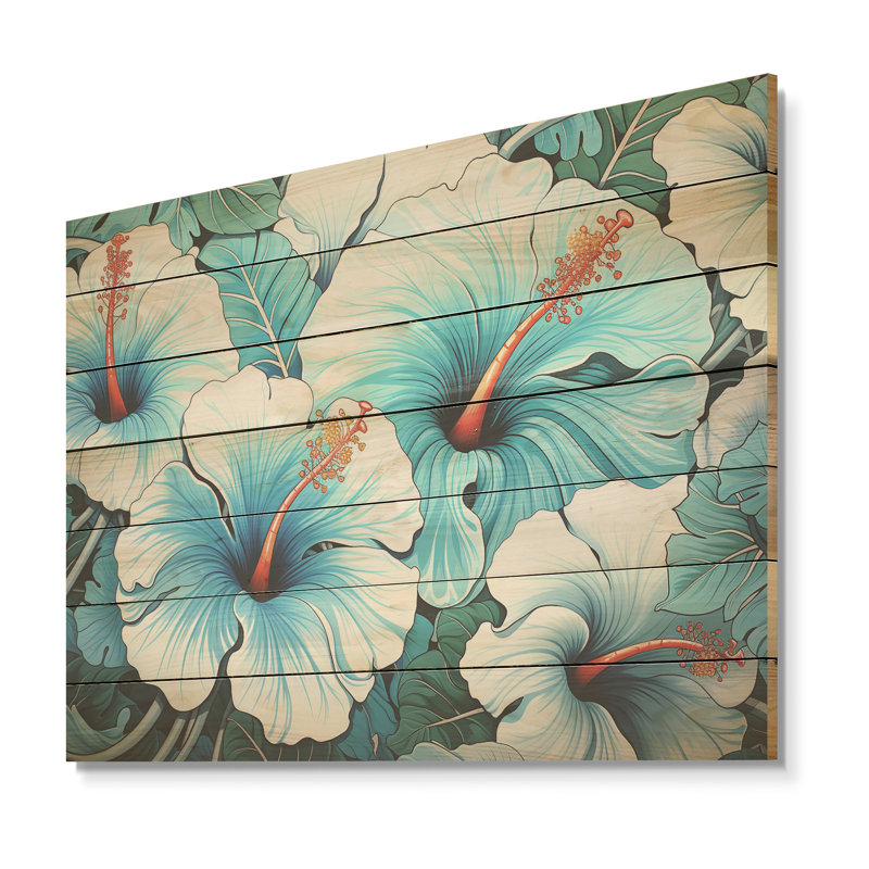 Bleu et blanc, Morning Glory Garden Symphony I - Morning Glory sur impression sur bois, H 10 po x l 20 po