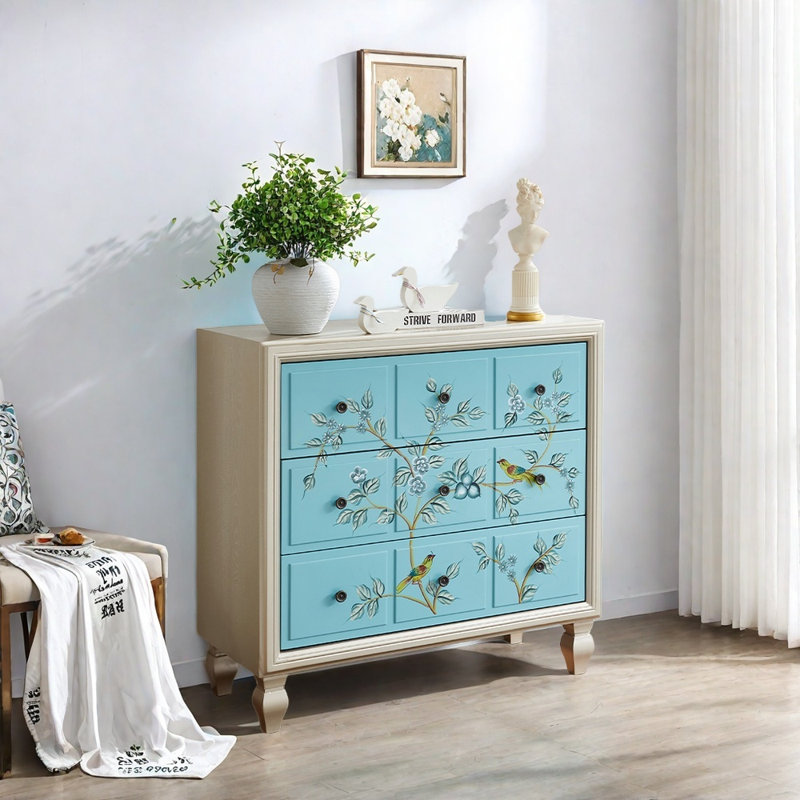 Hand-Painted Entryway  Cabinet