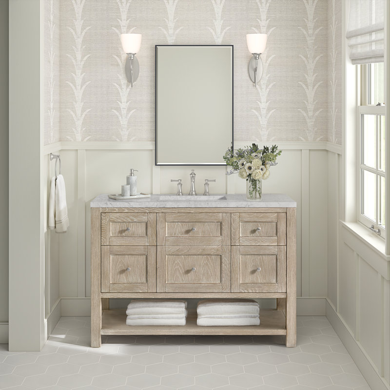 Breckenridge 48'' W Single Vanity, Eternal Jasmine Pearl, Whitewashed Oak