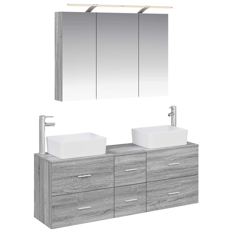 Vanity & Mirror Set, Grey