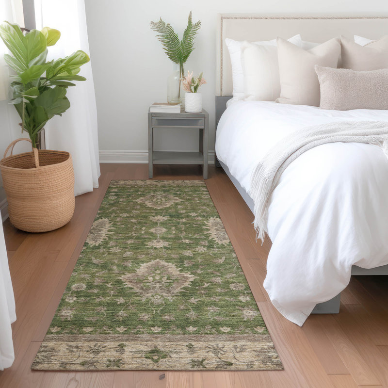 Machine Washable Indoor/Outdoor Xhevrie Aloe Rug, Runner 2'3" x 7'6"