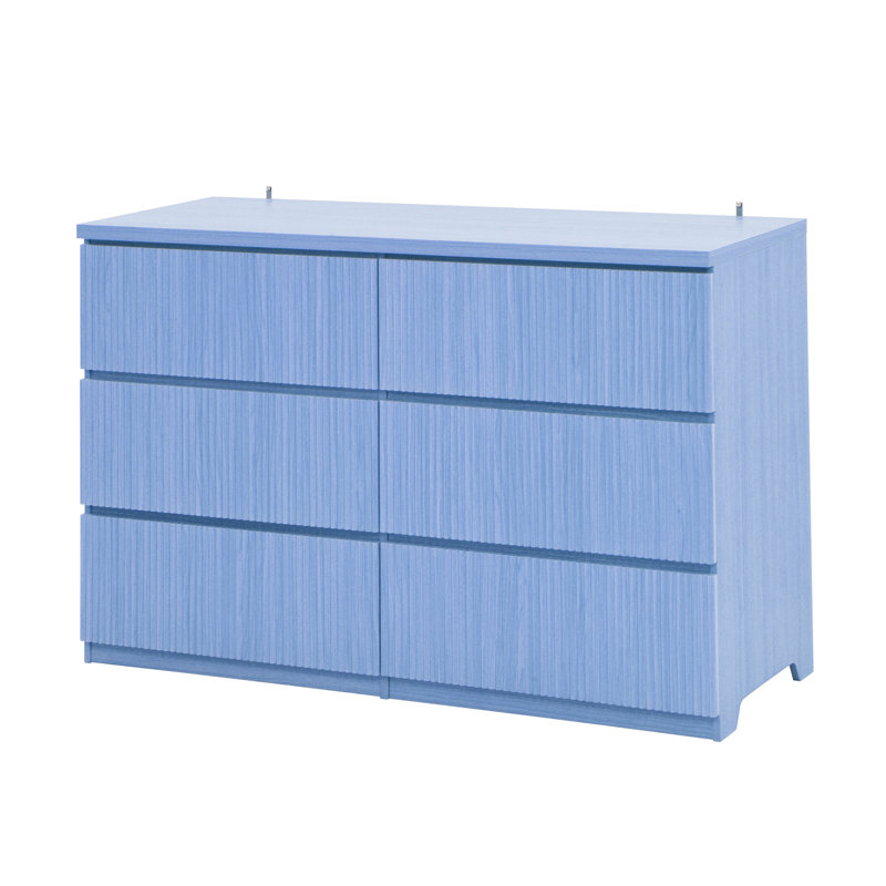 Commode à 6 tiroirs pour chambre à coucher, l 47 po, Bleu